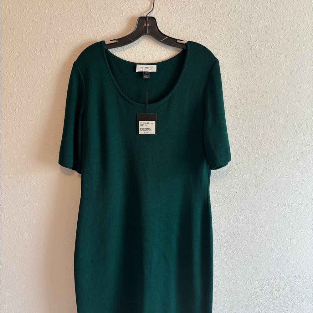 NWT St. John Collection Emerald Milano Knit Sheath Dress - Fall 2021‎
